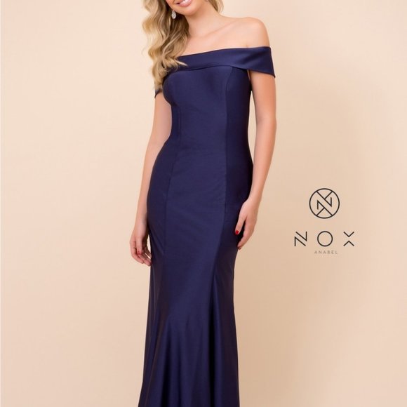 Off Shoulder Straight Across Prom Dress NXN295
